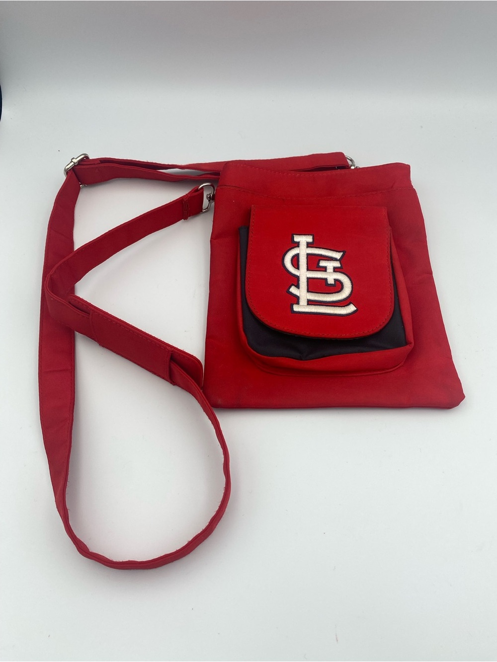 Red Crossbody Shoulder Bag with Front Logo Patch